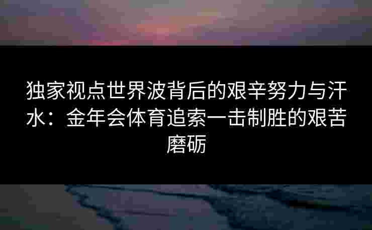 独家视点世界波背后的艰辛努力与汗水:金年会体育追索一击制胜的艰苦磨砺 独家视点世界波背后的艰辛努力与汗水:金年会体育追索一击制胜的艰苦磨砺